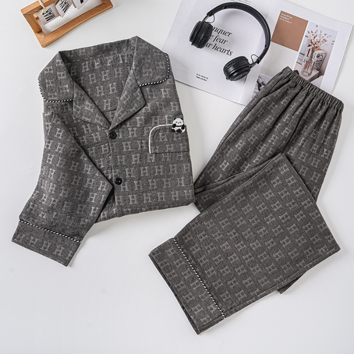 2025 nuevo jacquard nube algodón pijama de hombre primavera y otoño pantalones de manga larga ropa de hogar panda japonesa verano