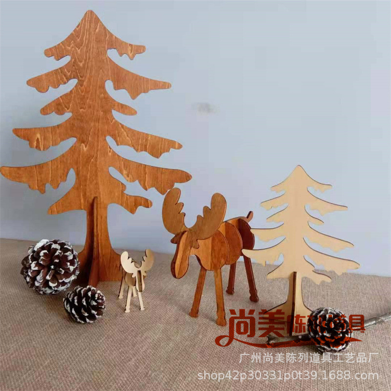 European Christmas Tree Elk Wooden Mini Tree Deer DIY Painting Template Graffiti Desktop Ornaments Decoration European Christmas Tree Elk Wooden Mini Tree Deer DIY Painting Template Graffiti Desktop Ornaments Decoration