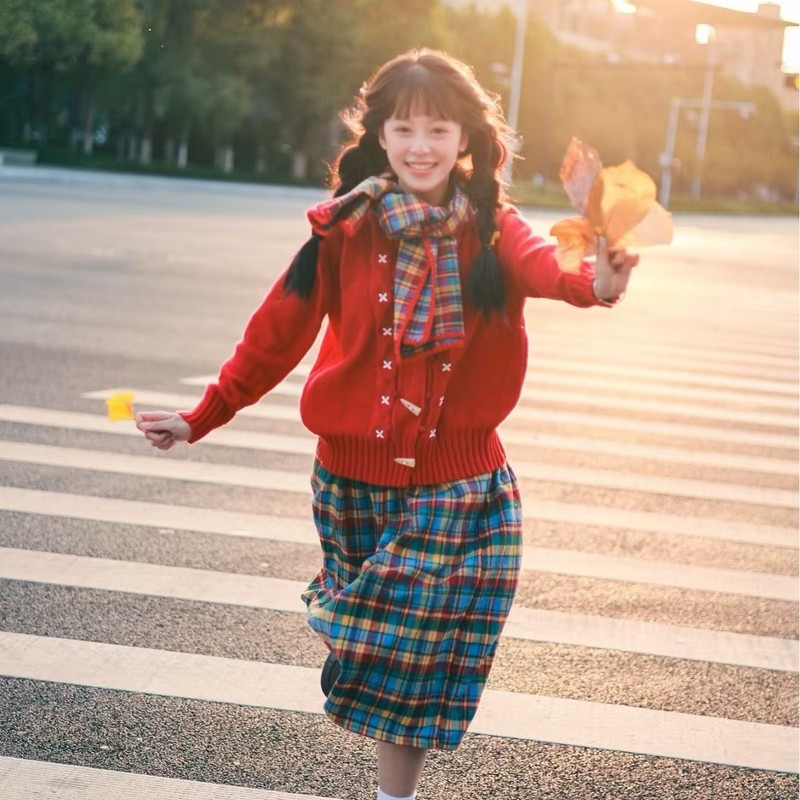 韩版ins彩虹格子毛绒围巾女生秋冬保暖百搭学生情侣针织加厚披肩|undefined