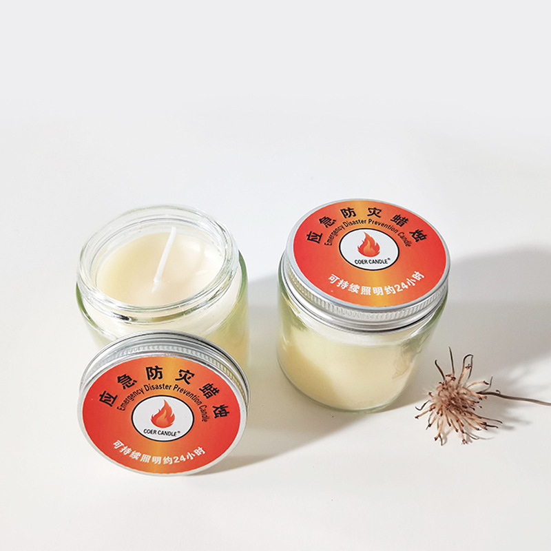 應急防災透明玻璃杯蠟燭 家用常備物資停電照明防風無煙臘燭批發