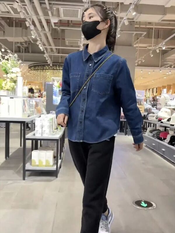 短款加绒加厚牛仔衬衫2025秋冬新款显瘦休闲时尚小个子衬衣上衣|undefined