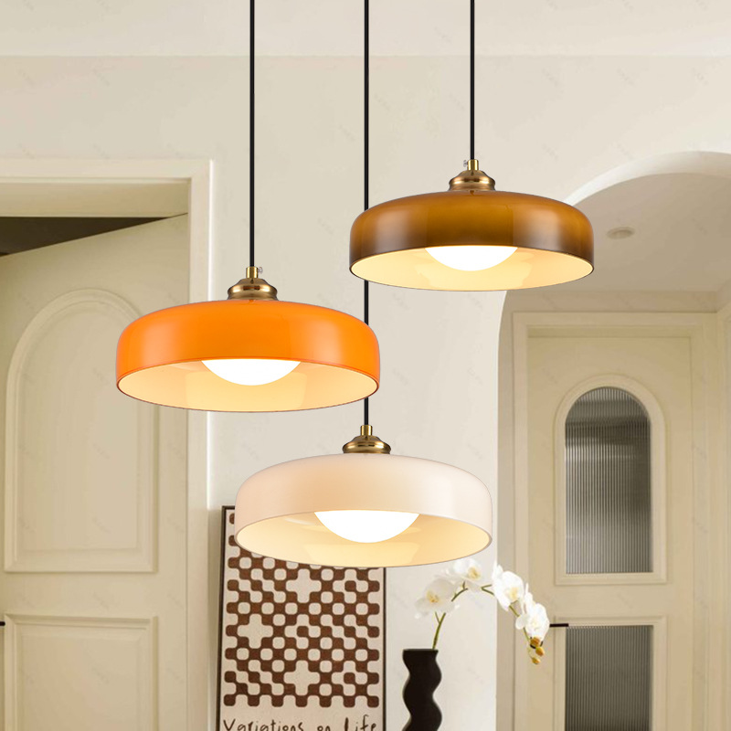 Simple vidrio de colores nórdico lámpara de mesa de comedor dormitorio medieval lámpara de cabecera balcón porche lámpara de mesa de comedor