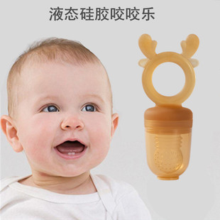 Baby Fruit food supplement device silicone bite bag fruit and vegetable music baby eating juice artifact bite play teether teether teether teether stick