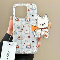 漫画風ウェストハイランドシェーカースタンド、Apple 16 Pro Max用スマホケース、新型iPhone 15/13/17対応