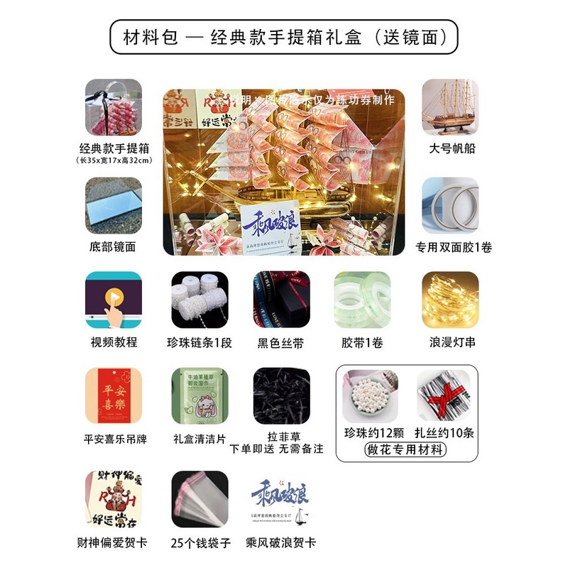 一帆风顺有钱花礼盒帆船diy男生日礼物520送老公男士男友惊喜实用|undefined