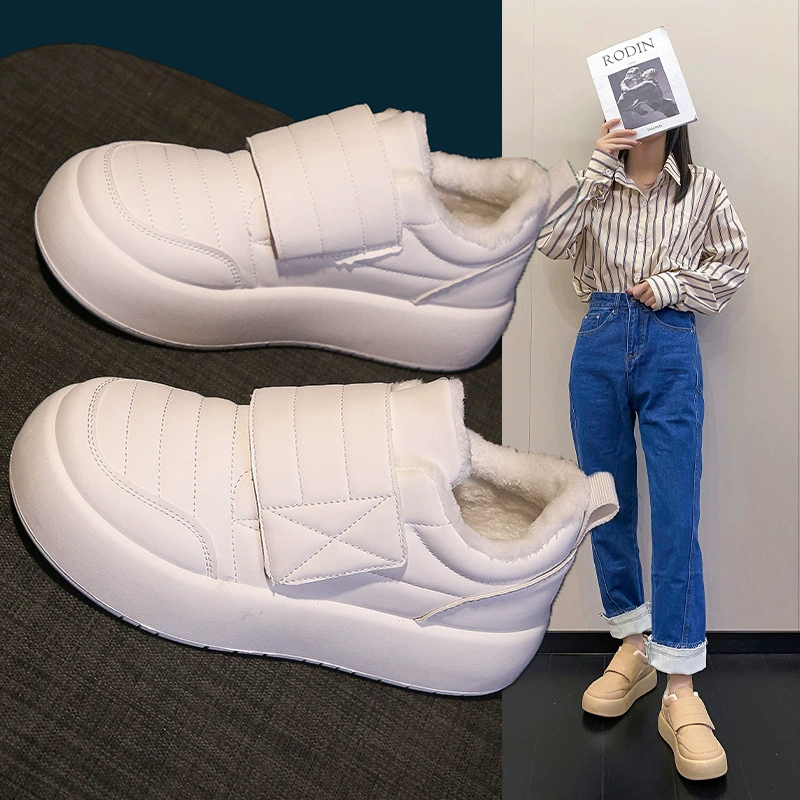 2023 осенне-зимняя новая повседневная женская хлопковая обувь на липучке с круглым носком для учащихся средней школы корейские кроссовки для женщин