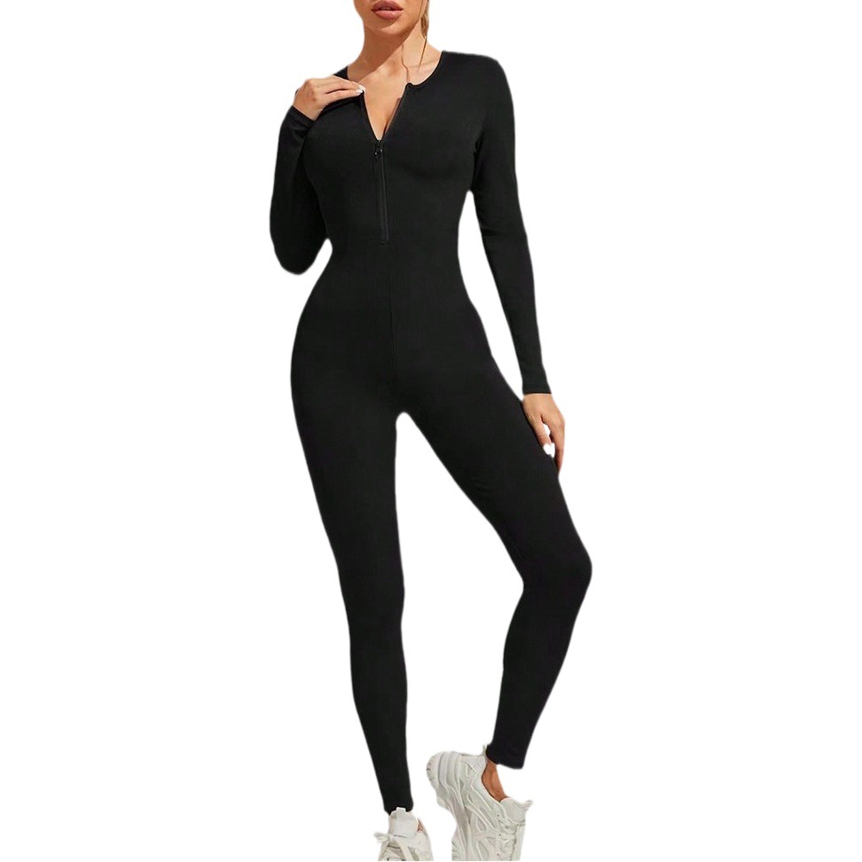 Transfronterizo Amazon europeo y americano otoño e invierno nuevo popular sexy apretado mono hilo pantalones de manga larga para las mujeres