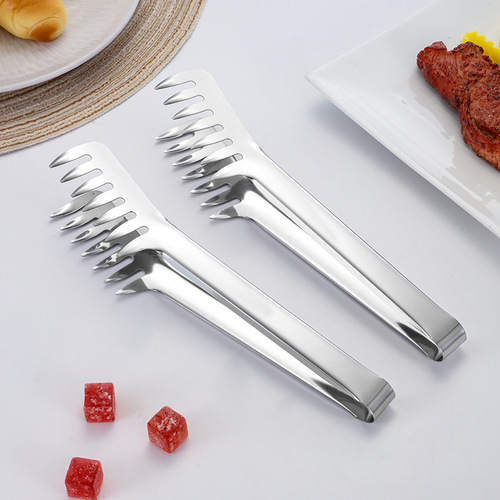 Stainless steel food tongs buffet food tongs hotel bread tongs barbecue tongs steak tongs barbecue tongs pasta tongs
