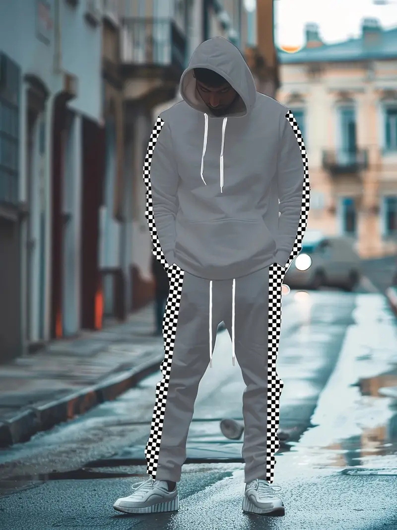 Traje de dos piezas con degradado de moda, pantalón de suéter con capucha suelto y cómodo de talla grande MC11-ML1