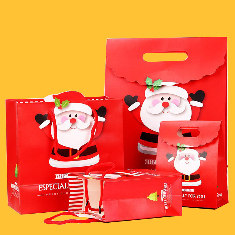 圣诞节礼品袋纸袋平安夜苹果糖果包装袋礼盒圣诞手提翻盖礼物袋子