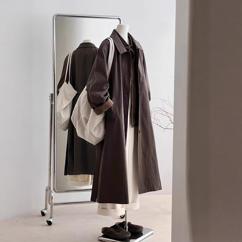 Japanese-Style Coffee-Colored Trench Coat for Women 2025 Spring and Autumn New Long Early Autumn Casual Korean Hepburn Style