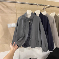 欧货高端宽松休闲小个子冲锋衣外套女秋季新款时尚立领棒球夹克衫
