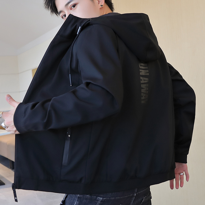 La primavera y el otoño de los hombres de moda casual ins chaqueta juvenil ajuste chaqueta roja con capucha estilo de Hong Kong uniforme de béisbol