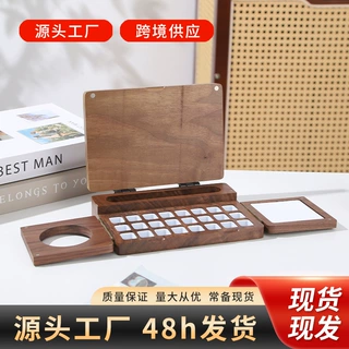 木质颜料盒便携式旅行绘画盒24色分格调色板水彩绘画板油彩收纳盒