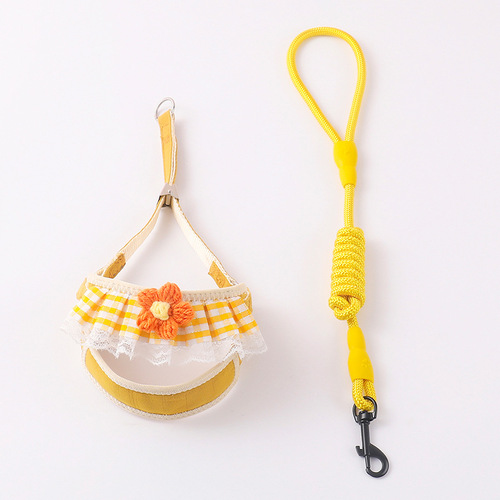 Cat leash summer cartoon cherry flower scarf chest and back anti-breakaway cat leash small dog pet supplies