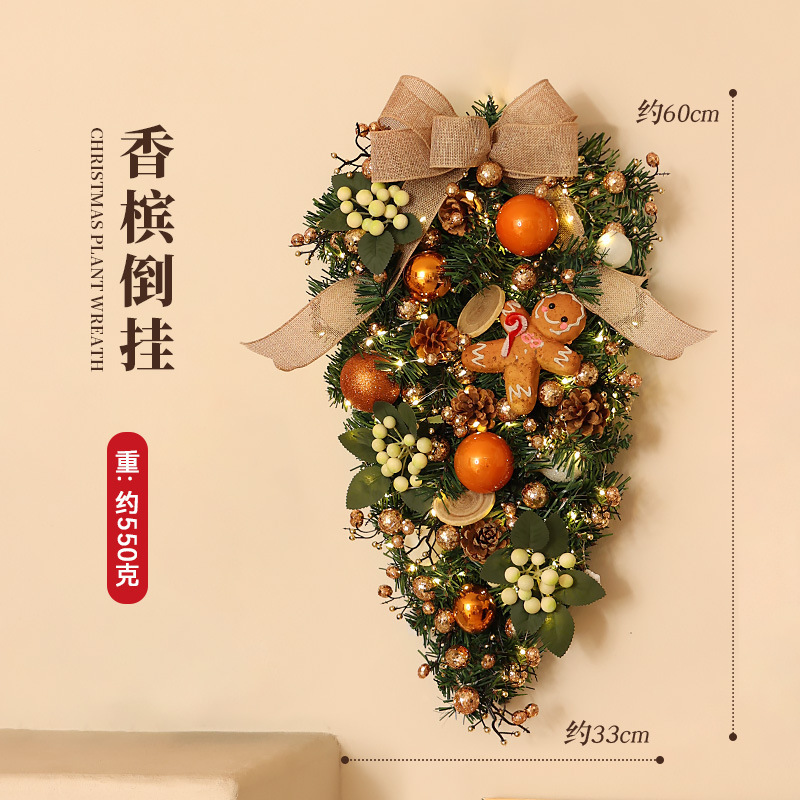 クリスマスデコレーション クリスマスリース 逆さ籐 松葉 松ぼっくり リボン 花輪 クリスマスペンダント 小さなペンダント|undefined