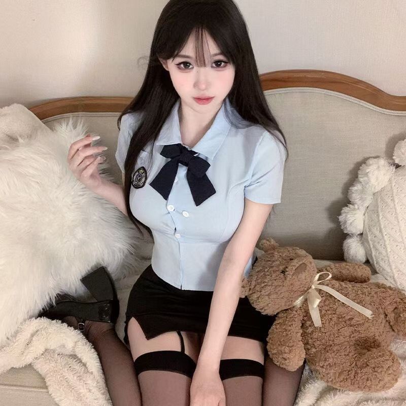 Bai Ling's new sexy pure desire policewoman uniform high-level sense of temptation husband JK uniform pajamas