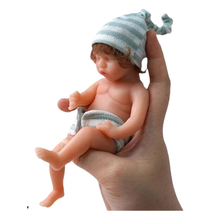 Nueva 15cm miniatura chica sujetando muñeca lavable raíz Pelo Rizado cara sonriente vívido blanco Hombre renacido bebé niña