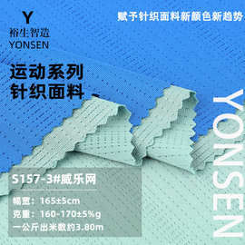 威乐网高弹涤纶瑜伽运动面料 经编仿锦纶T恤户外休闲运动针眼布料