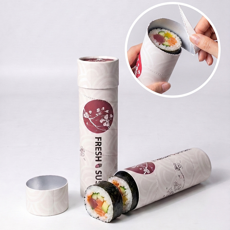 Tubo de Papel para Sushi con Capa de Aluminio Desgarrable Empujable para Envase de Comida Japonesa image 7