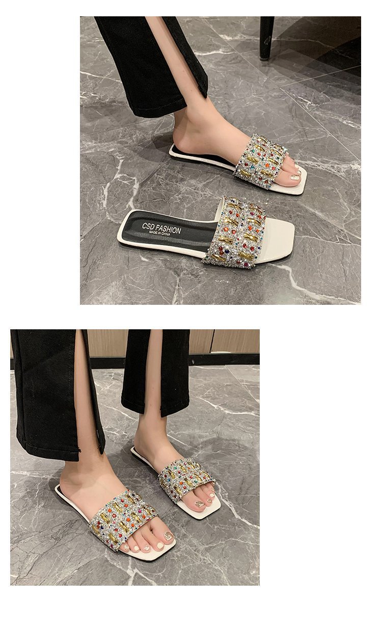 Sommer neue voller Diamant flache Unterseite Hausschuhe modische Sandalen Frauen, Outdoor-Strandschuhe für Frauen_voghion.com