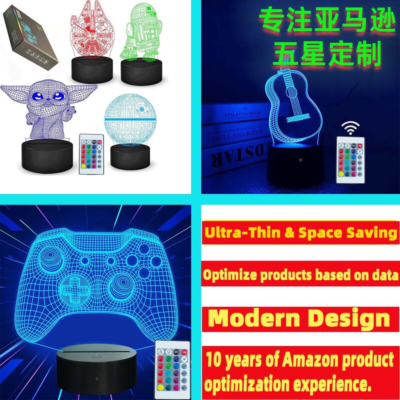Cross-Border Amazon Acrylic Night Light with Custom Pattern Creative Acrylic 3D Night Light Children's Birthday Gift