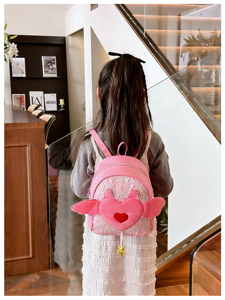 Women's Medium Pu Leather Heart Shape Cute Sequins Zipper Fashion Backpack display picture 22