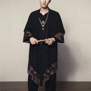 2025 Spring and Summer New Chinese Style Men's Clothing Retro Trendy Cardigan Large Size Loose Cloak Coat Factory Wholesale