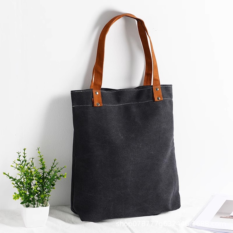 Algodón simple, lino, bolsas de lona de lavado personalizadas, logotipo impreso portátil, hombro único, bolsa de lona de compras ecológica personalizada