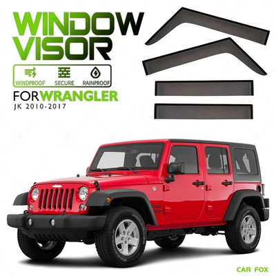 Suitable for Jeep Wrangler Window Visor Jeep Wrangler Jk Jl Window Visor (Rain shield) - standard-packing-without-logo-wrangler-wrangler-mk3-jk-2007-2017-plexiglass-no-bright-strip-window-rain-shield-4pcs