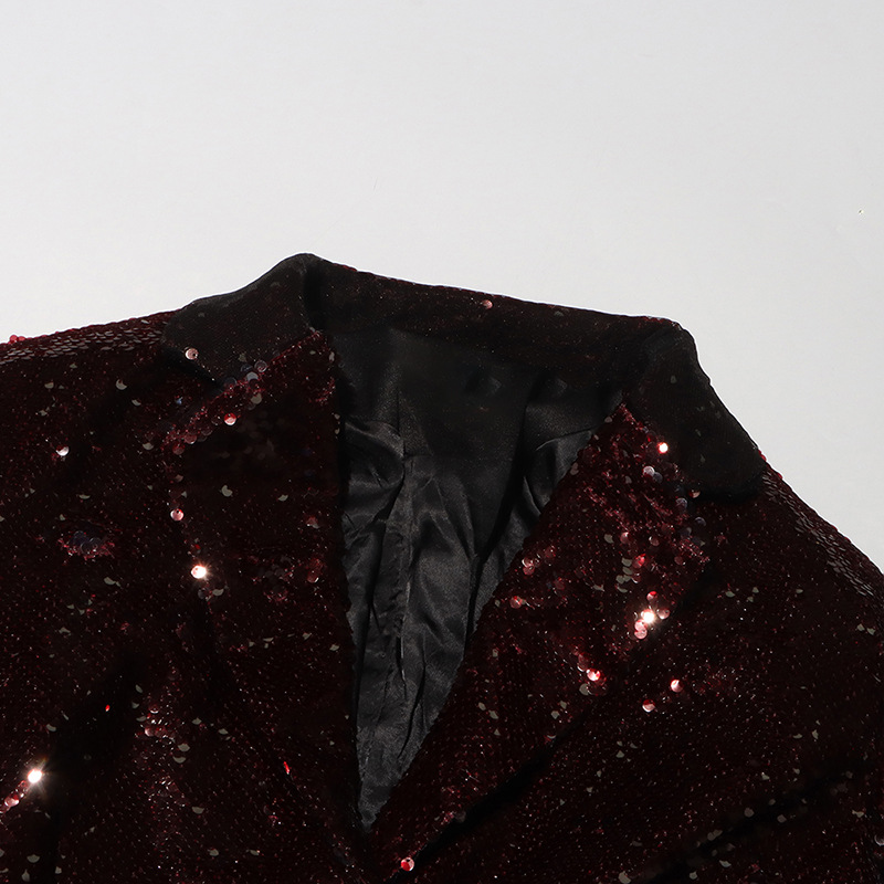 Giacca blazer donna elegante con paillettes scollo a v slim fit sera_voghion.com