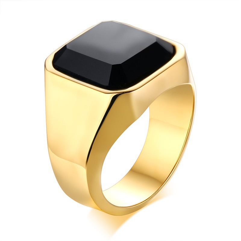 Men's Ring Stainless Steel With Natural Tiger Eye And Black Agate_voghion.com