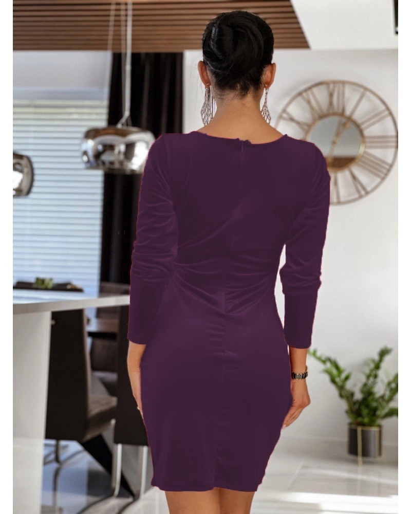 Women's Trendy Solid Color V‑Neck Dress Sexy Bodycon Slim Fit Daily Evening Wear_ecoleips.com