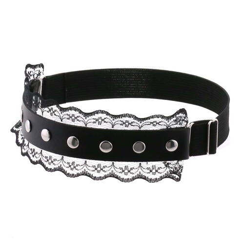 European and American simple temperament sexy aesthetic punk style lace leather thigh ring rivet elastic sweetheart garter belt