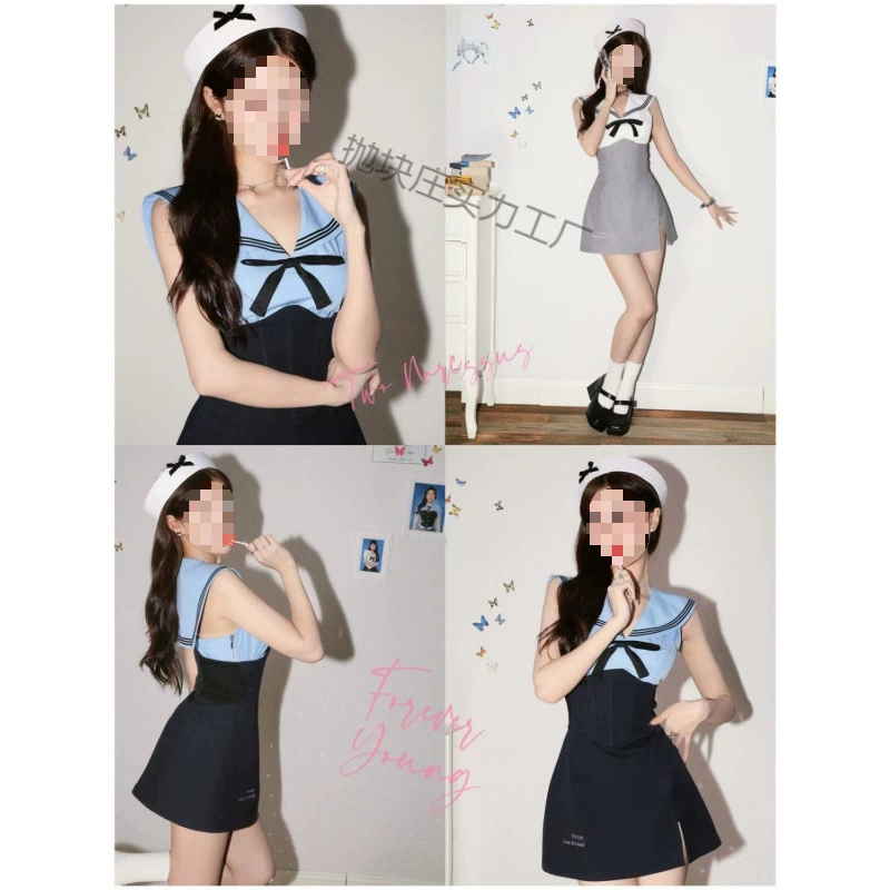 Академическая горячая девушка jk матроска костюм с моряком и воротником топ жилет рыбья кость с поясом юбка юбка из двух частей женская летняя