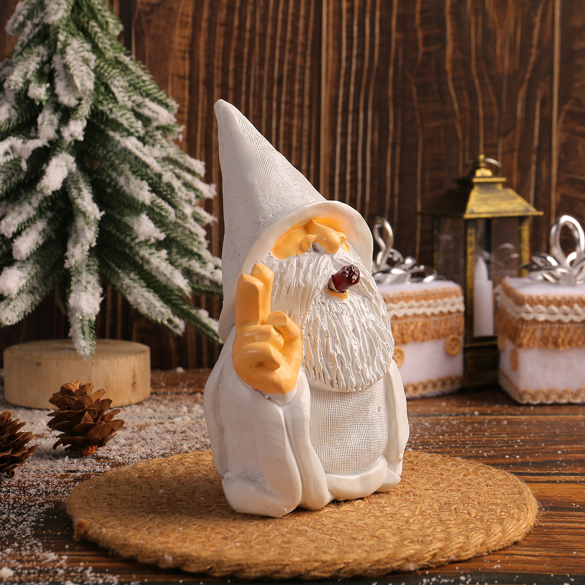 tijeras transfronterizas barbas blancas enanos resina artesanía creativa patio de pie fumar decoración de ancianos