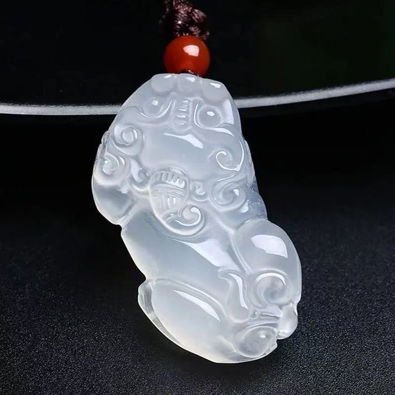 天然白玉髓祥云如意锁吊坠玛瑙平安锁玉石玉器挂件吊坠直播货源|undefined