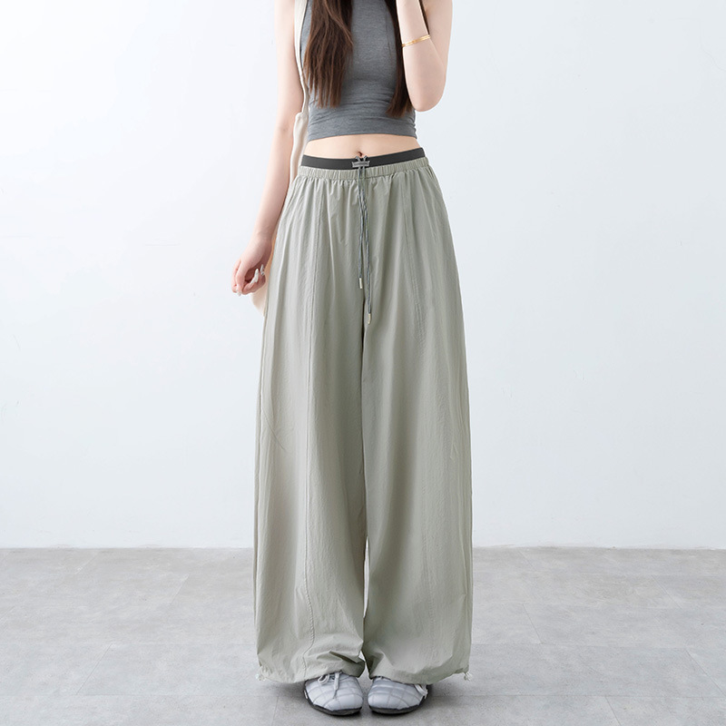 Double-Waist Color-Block Casual Straight-Leg Pants for Women, Summer Thin Style 2026, Slimming Loose High-Waisted Patchwork Lantern Wide-Leg Pants Double-Waist Color-Block Casual Straight-Leg Pants for Women, Summer Thin Style 2026, Slimming Loose High-Waisted Patchwork Lantern Wide-Leg Pants