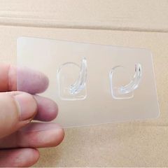 Traceless transparent hooks new tissue paper toilet paper face towel transparent double-row plastic adhesive hooks tissue paper does not rust