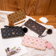 跨境外贸2025春季款时尚新颖毛呢花卉印花中长款女士钱包一件代发