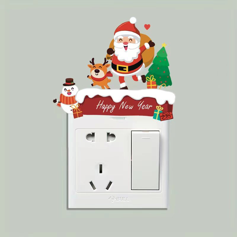 8g Weight Wall Sticker Home Textiles & Decor Type PVC Material Christmas Festival Christmas Tree, Snowman, Elk Pattern Cute Style Christmas Cute Christmas Tree Snowman Elk PVC 6