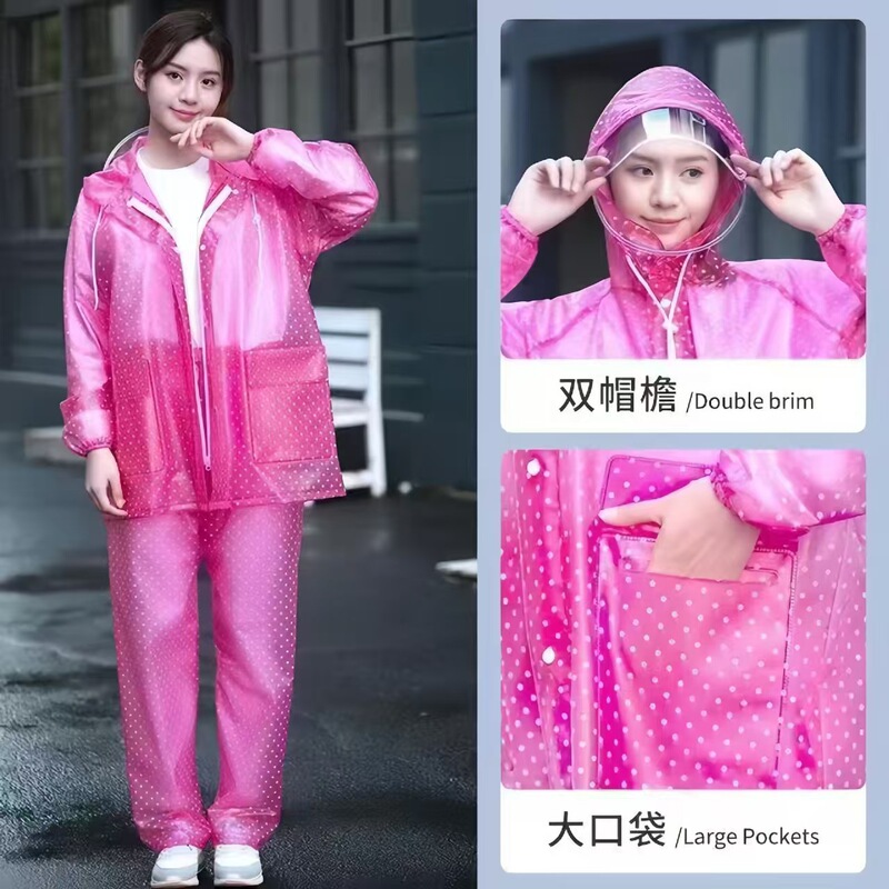 Pvc Raincoat and Rain Pants Set, Two-Piece, Women's Adult Full-Body Storm-Proof Waterproof Clothing for Electric Vehicles Pvc Raincoat and Rain Pants Set, Two-Piece, Women's Adult Full-Body Storm-Proof Waterproof Clothing for Electric Vehicles