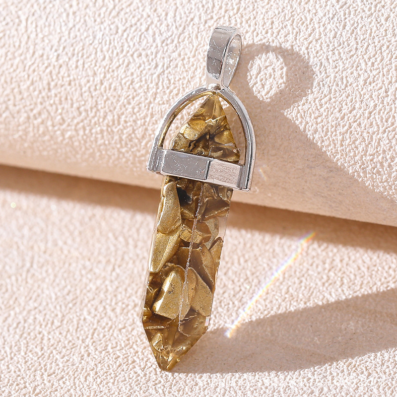 Venta caliente transfronteriza piedra natural amatista cristal rosa colgante de columna hexagonal collar de bala de doble punta colgante único al por mayor