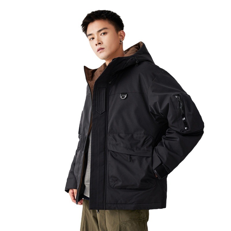 Ropa para hombre Chaqueta de algodón de seda de moda Ropa de trabajo impermeable para exteriores Tops para hombre con múltiples bolsillos_voghion.com