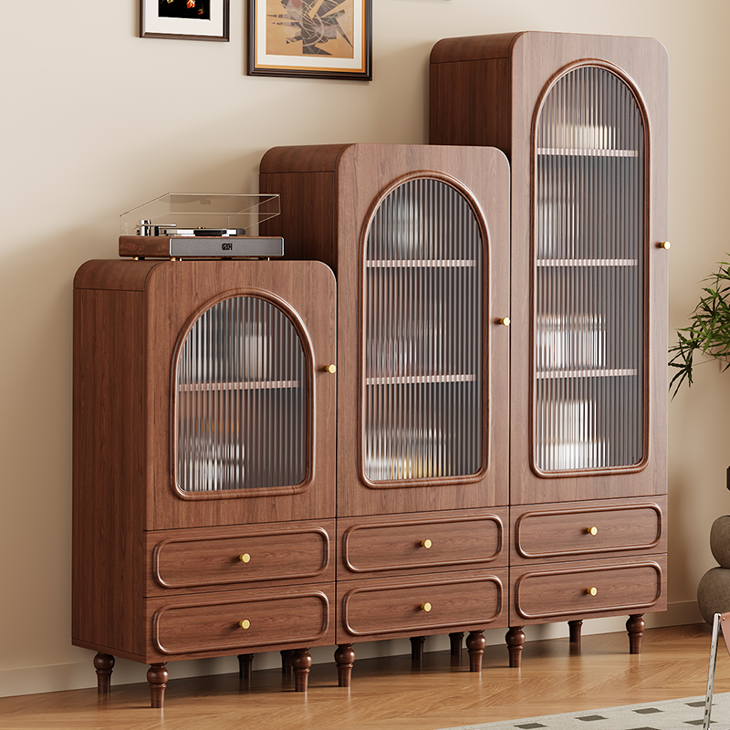 Retro Mid-Century Glass Sideboard Wine Display Book Shelf Wall Sofa Living Room Standing Tv Living Room Wall Storage Cabinet