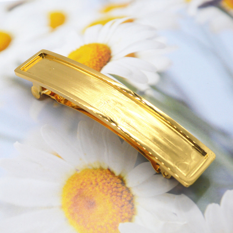 现货简约发夹一字夹 中古凹槽贴皮发夹发饰DIY发饰配件边夹可点翠