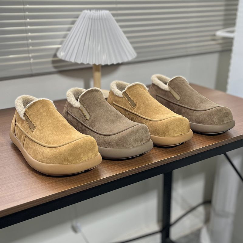 Winter Fleece-Lined Warm Slip-On Snow Boots for Men, Full-Cover Birkenstock Shoes, Casual Loafers, Thickened Cotton Shoes