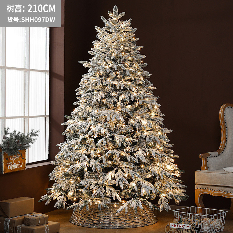 Árbol de Navidad de lujo mixto de PE, cubierto de nieve, decoración de 240 cm para escaparates de centros comerciales.