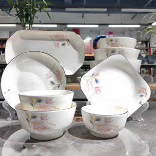 家用网享受生活系列陶瓷碗盘吃饭碗米饭碗菜盘汤盘釉上彩碗盘可微