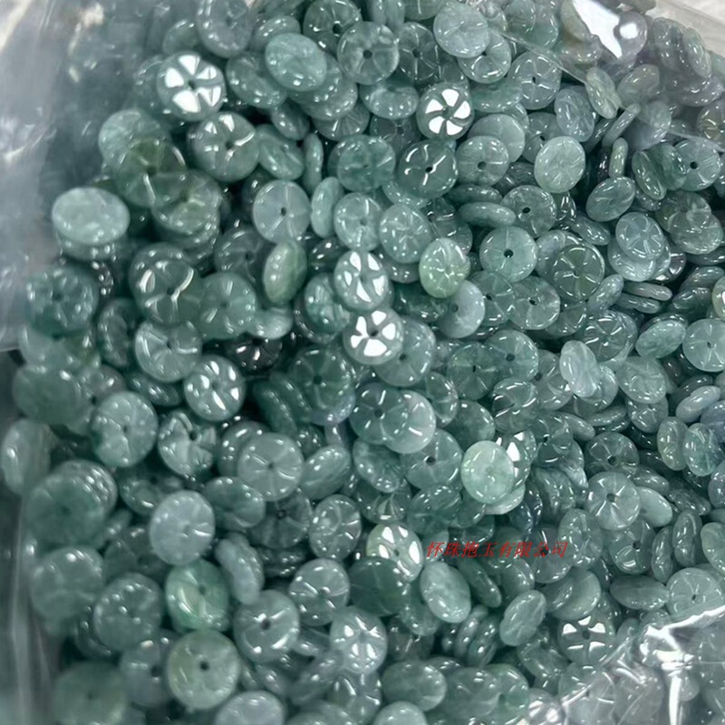 Myanmar A-grade jadeite blue water flower beads DIY accessories jadeite flower loose beads components Myanmar A-grade jadeite blue water flower beads DIY accessories jadeite flower loose beads components